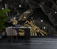 3D black and gold leaf pearl wallpaper - view 5