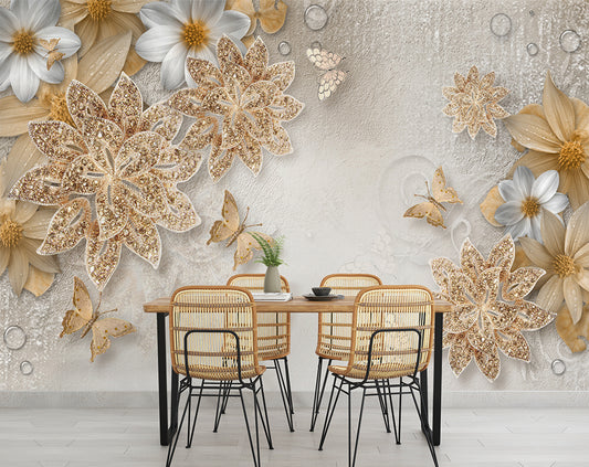 Dining Room - Diamond Jewelry Style Floral Wallpaper