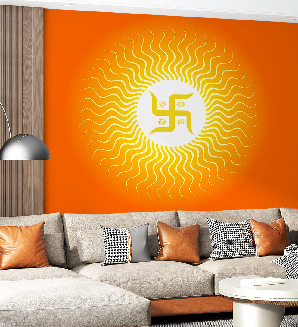 Hindu Swastik Symbol On Sun Wallpaper