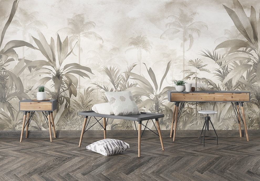 Tropical Trees And Plants Vintage Wallpaper