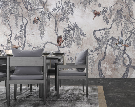 Chinoiserie Forest Branches Mural Wallpaper