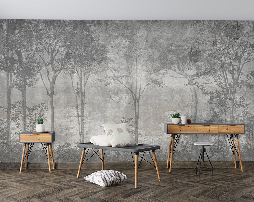 Gray Forest Trees Wallpaper