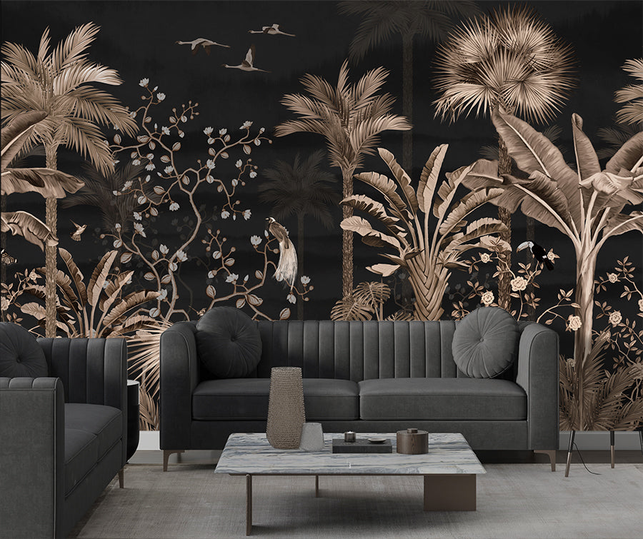 Tropical Forest With Palm Trees Wallpaper