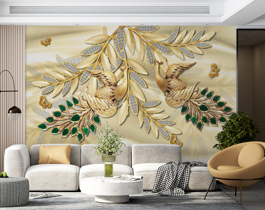 Golden Peacock Jewelry Wallpaper