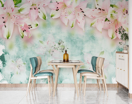 Lily Pink Floral 3D Wallpaper
