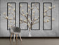 3D Floral & Square Frame Botanical Grey Wallpaper