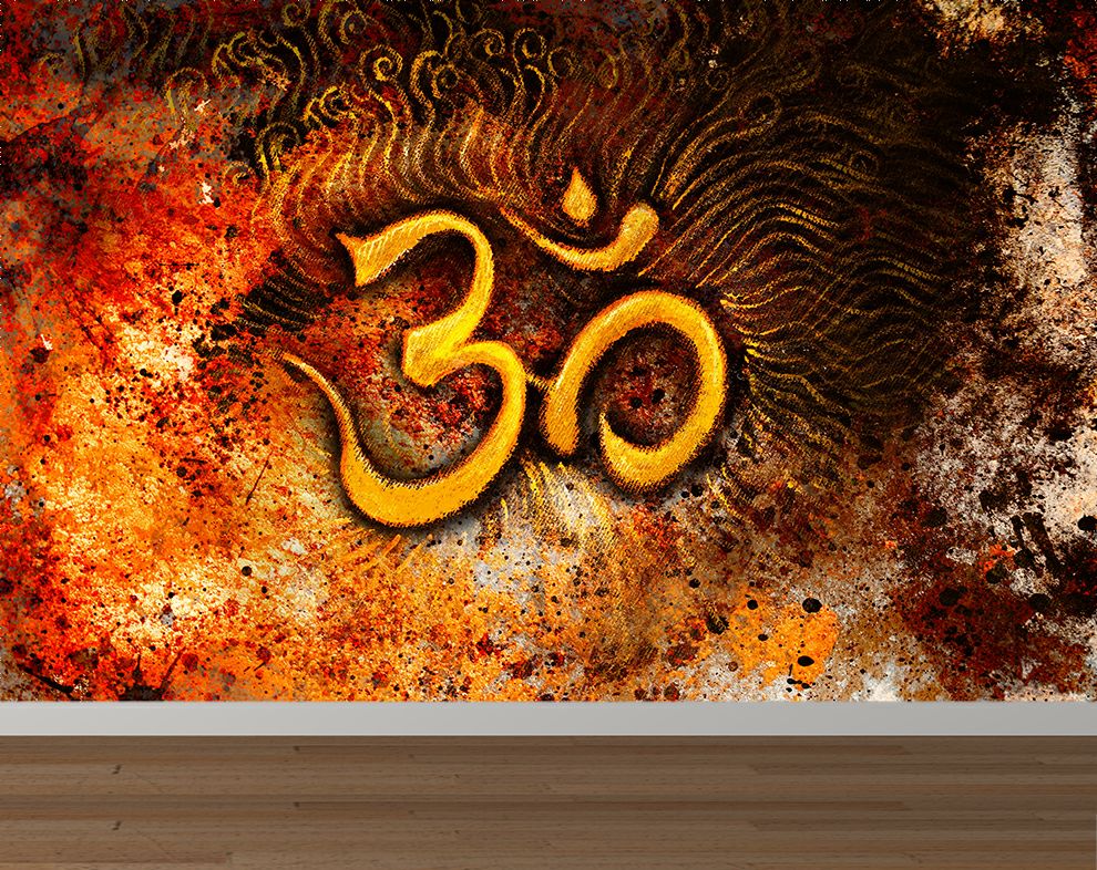 Burning Om Symbol Wallpaper | Spiritual wallpaper for walls
