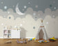Sleepy moon and stars kids wallpaper - view 3