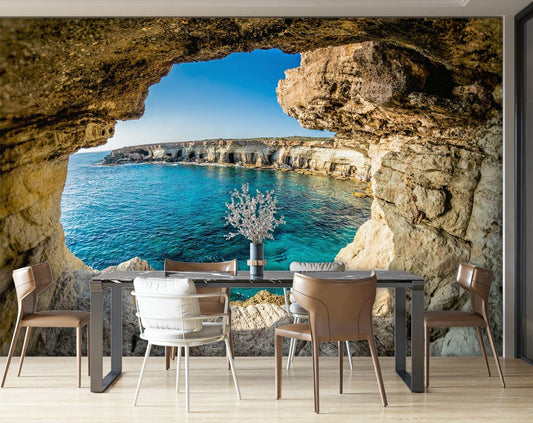 Dining Room - Blue Ocean With Rock 3D Wallpaper