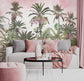 Watercolor tropical leaves and flowers wallpaper - view 4