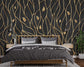 3D golden curve line wallpaper - view 2