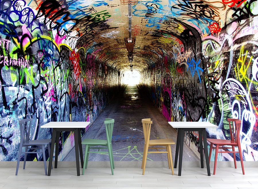3D Graffiti Style Cafe Wallpaper