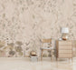 Living Room - Sepia Botanical & Butterfly Wallpaper – Vintage Botanical Mural, Custom Size