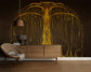 Abstract golden tree mural - view 4
