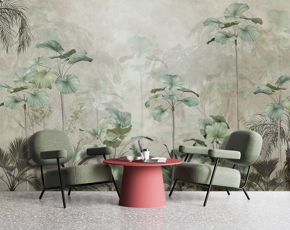 Botanical Tropical Green Forest Wallpaper