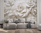 3D White Rose Flowers Wallpaper