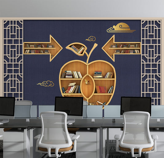 3d Apple library design wallpaper
