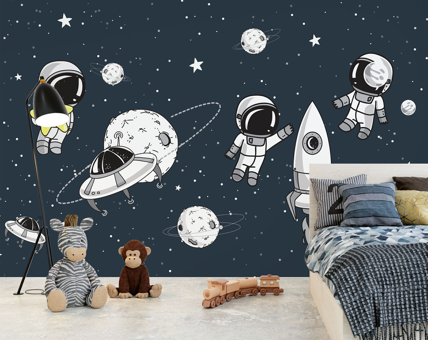 Beautiful Space Planet Starry Sky Wallpaper | Kids Room Wallpaper