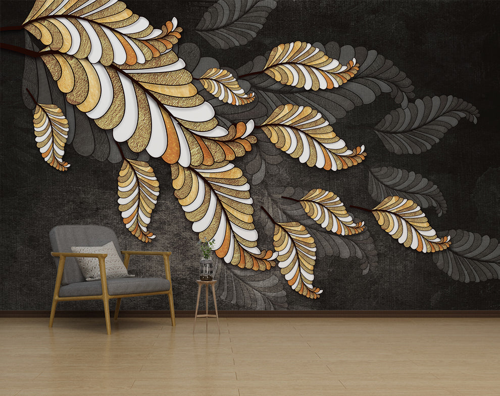 Golden Diamond Feather Art Texture Wallpaper