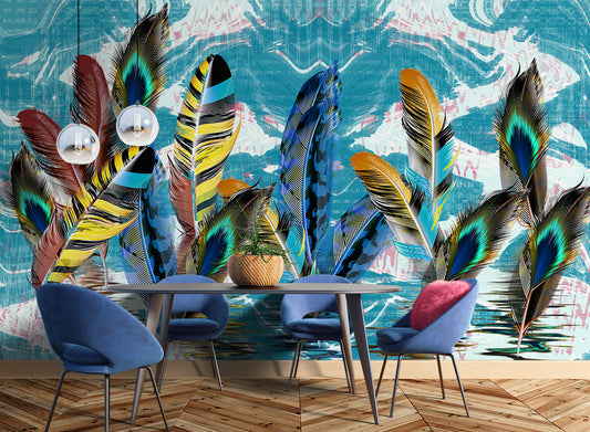 3D Beautiful Colorful Feather Wallpaper