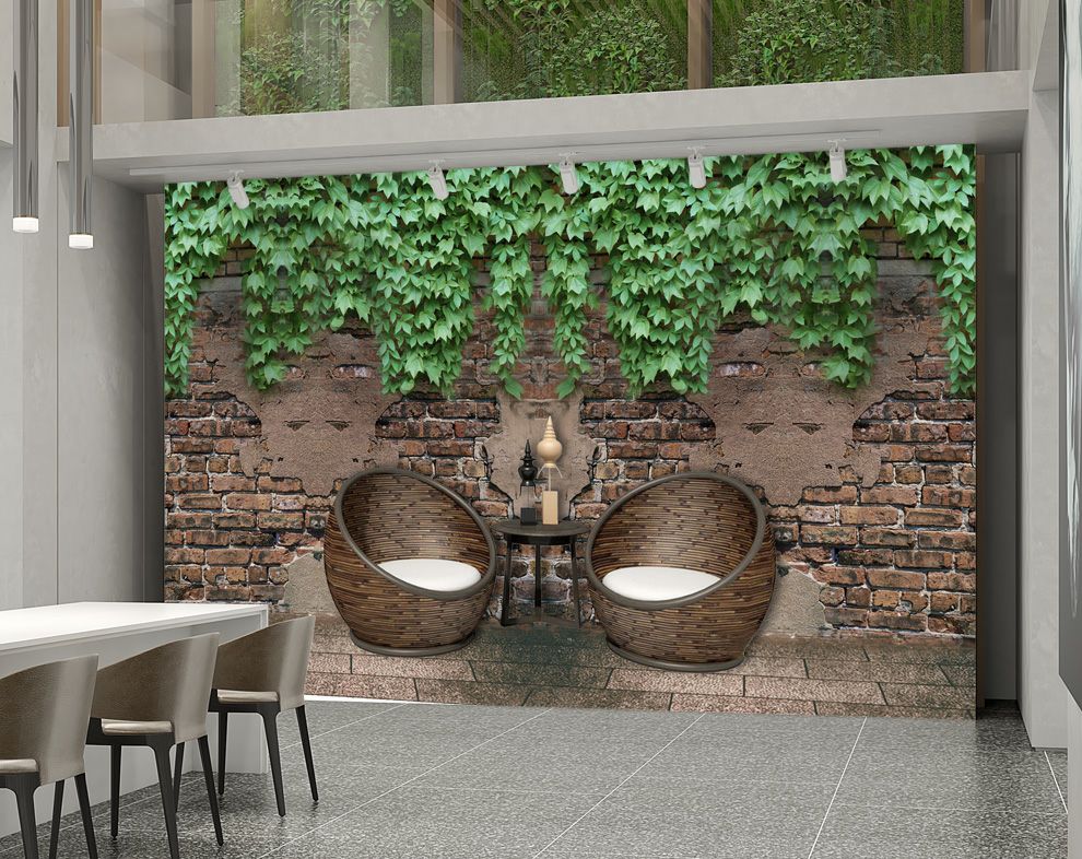 3D Wallpaper Hanging Leaves And Chairs Customize Wall Mural