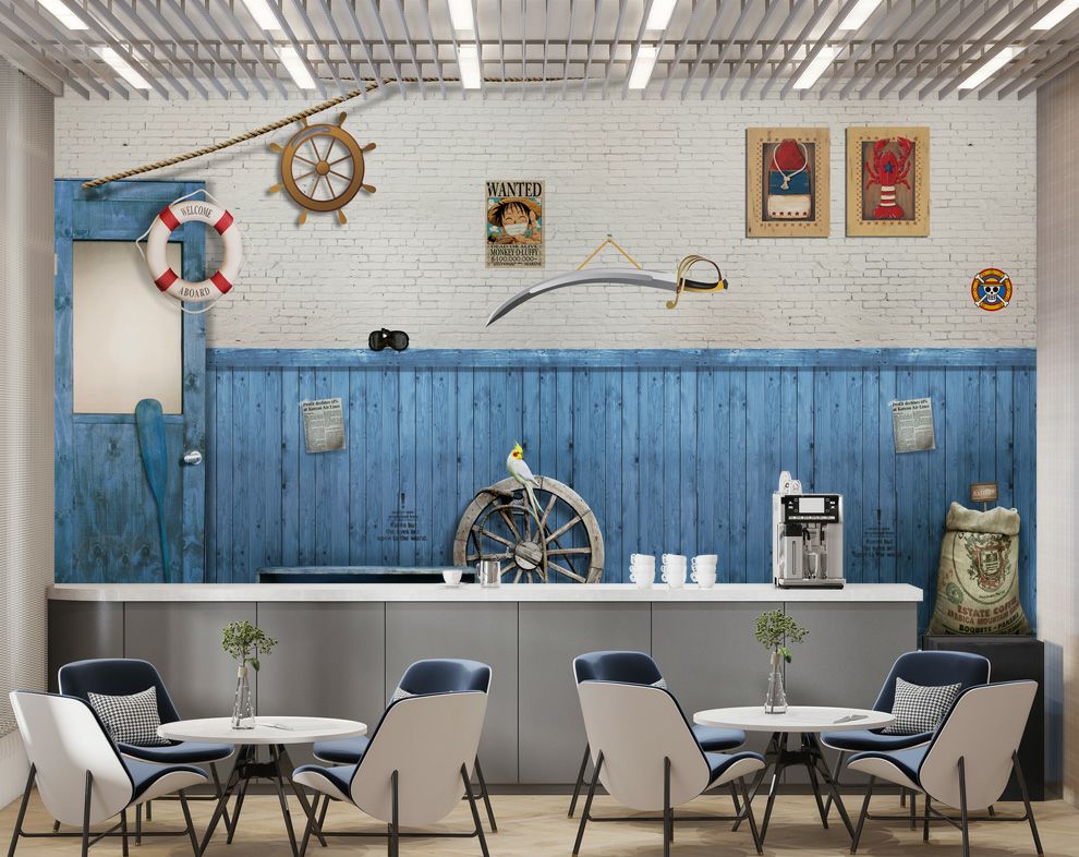 Vintage pirate Style 3D Customize Wallpaper For Cafe Wall