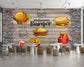 Fast food icons wood texture cafe wallpaper - view 2