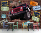 Broken wall jeep 3D car mural - view 3