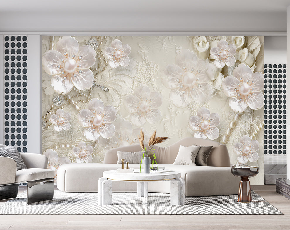 Pearl Flowers Background Wallpaper