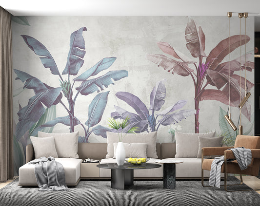 Colorful Banana Tree Wallpaper | Living Room Wallpaper