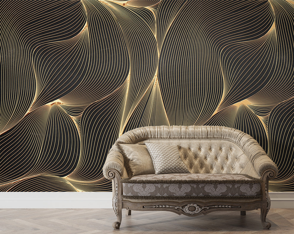 Gold Screen Art 3D Classic Wall Covering Wallpaper