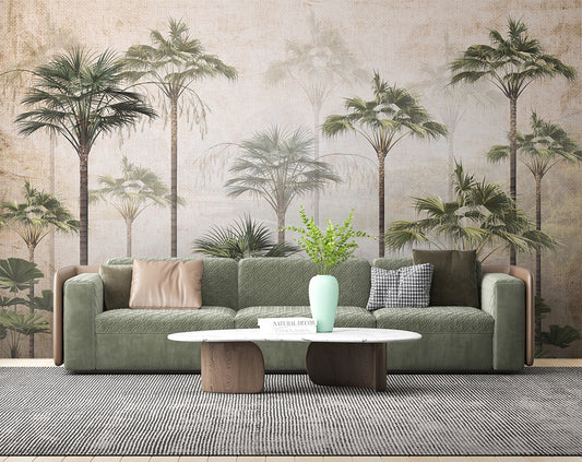 Living Room - Coconut Palm Trees – Tropical Wall Mural Wallpaper, Custom Size