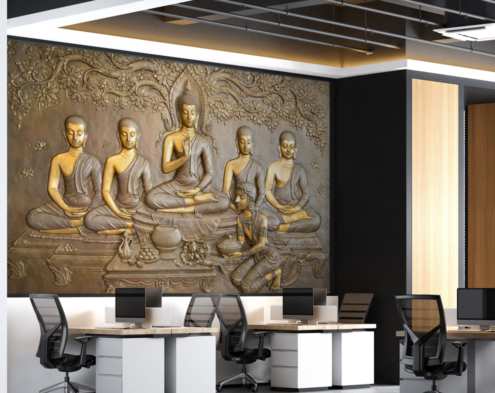 Customize 3D Wallpaper with Gautam Buddha And Shish WAllpaper