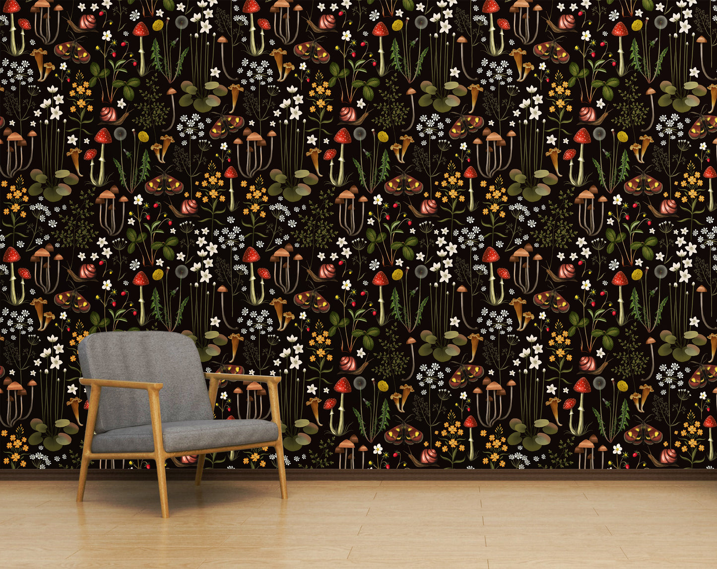 Dark Botanical Wallpaper Mushroom Wallpaper