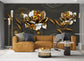 3D golden lotus flowers wallpaper - view 3