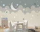 Sleepy moon and stars kids wallpaper - view 4