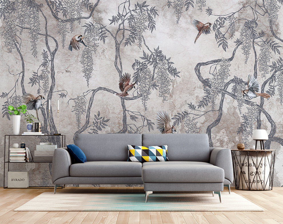 Chinoiserie Forest Branches Mural Wallpaper