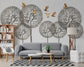 3d Creative dandelion flower art and birds wallpaper