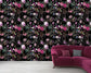 Dark Pink Floral Wallpaper With Black Background