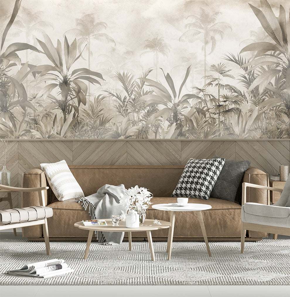 Tropical Trees And Plants Vintage Wallpaper