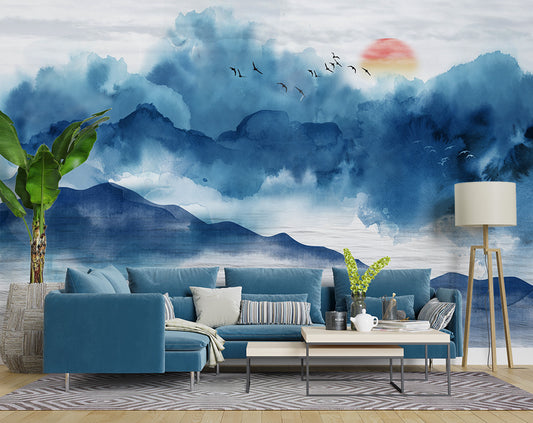 Living Room - Ocean Painting Design Wallpaper For Walls