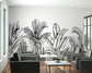 Black and white tropical forest wallpaper