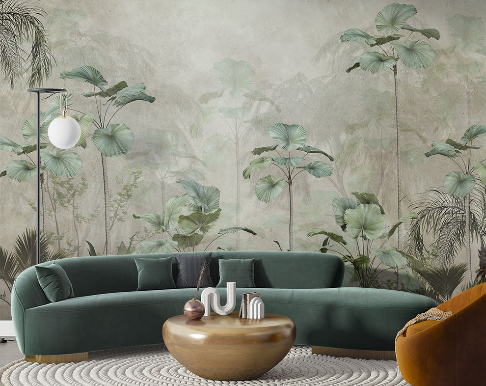 Botanical Tropical Green Forest Wallpaper