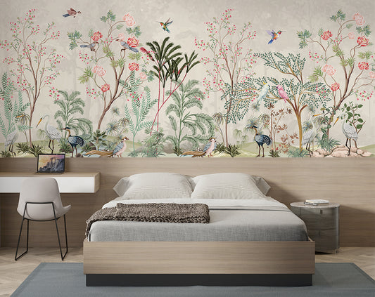 Chinoiserie Blossom Symphony And Birds Mural Wallpaper