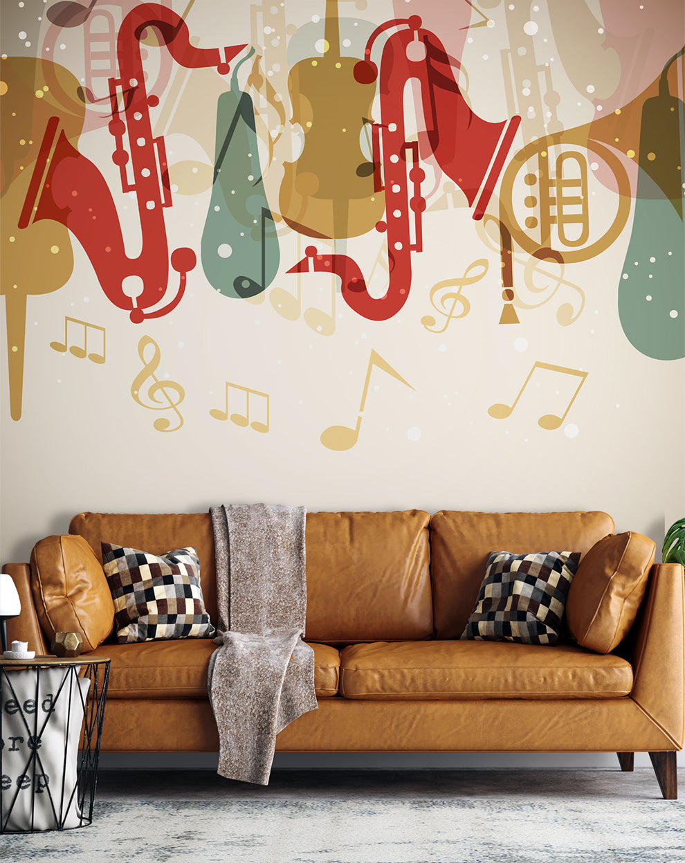Colorful Jazz Instruments Musical With Notes Wallpaper