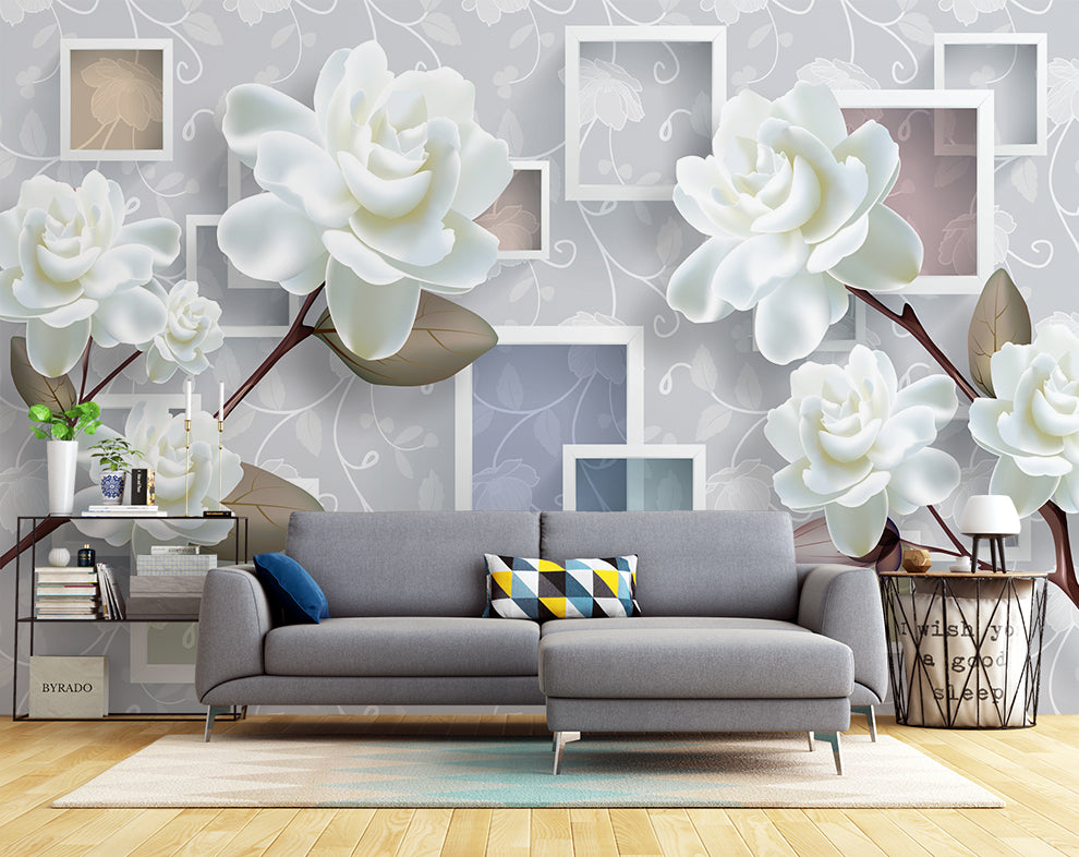 White Rose And Multicolor Square Wallpaper