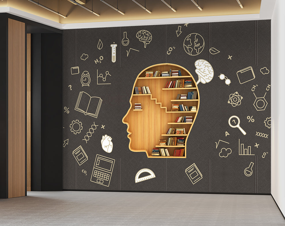 3d Mind creative bookshelf wallpaper