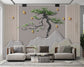 Curved pine tree and golden birds mural - view 6