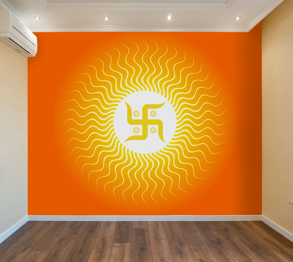 Hindu Swastik Symbol On Sun Wallpaper