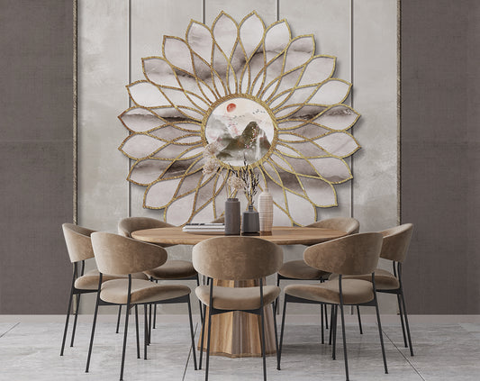 Dining Room - 3D Circular Fancy Art Design Wallpaper